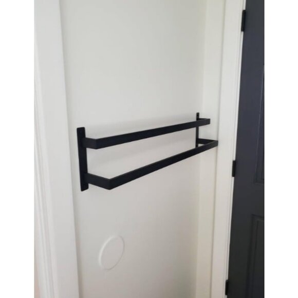 Towel Bars Black Bath Towel Holders 32 Inches Bathroom 2-Tiers Ladder Towel Rail - Picture 1 of 2